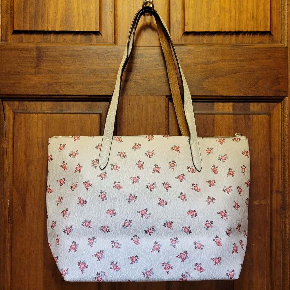 **** SALE****Coach Taylor Floral Print Tote 27165 Chalk White/Multi - Picture 15 of 16